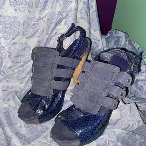 Blue faux Snakeskin heel